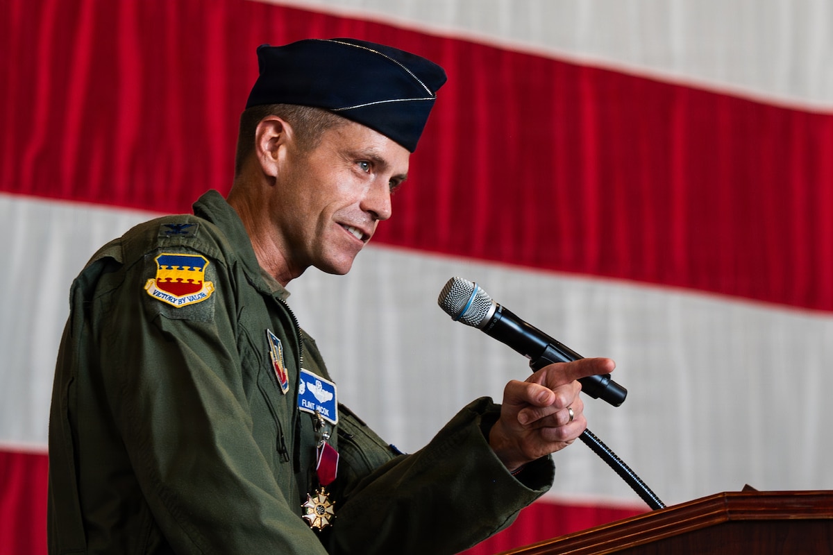 A pilot gives a speech