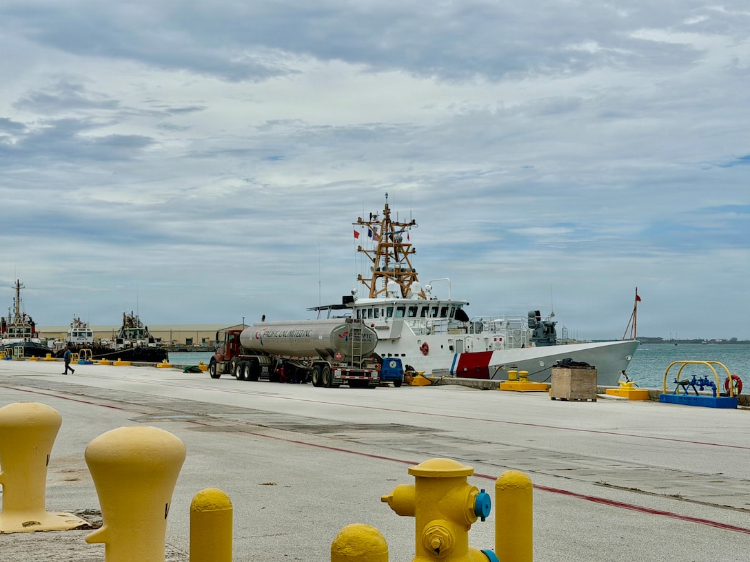 On July 8, 2026, U.S. Coast Guard crews continue to assess and work to rectify aids to navigation, waterways, and channel conditions across the Marianas following Super Typhoon Bavi, working toward reopening ports to commercial operations as soon as it is safe to do so. (U.S. Coast Guard photo)