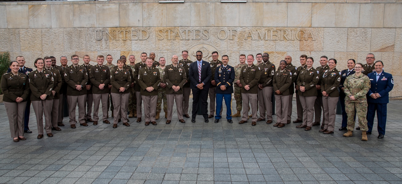 246th army band posses for a photo