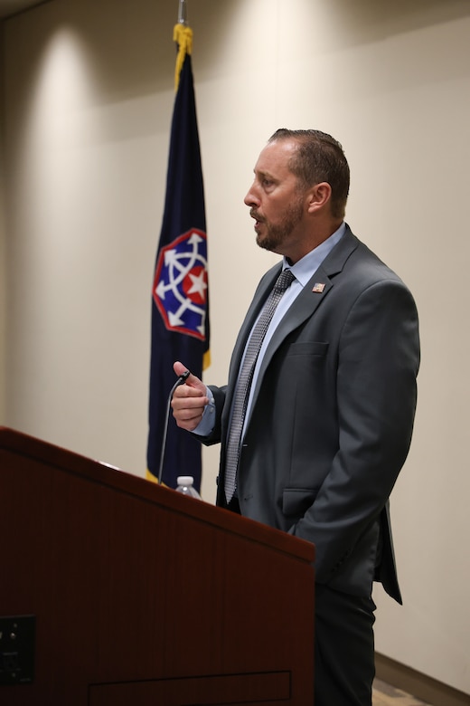 Army CID Director L. Scott Moreland provides remarks during the ceremony.