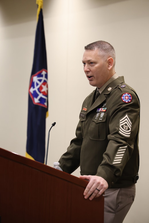 CSM Ringman provides remarks during the ceremony.