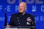 Chief of Space Operations Gen. John W. “Jay” Raymond delivers a keynote address on the state of the Space Force during the 2022 Air, Space and Cyber Conference in National Harbor, Md.