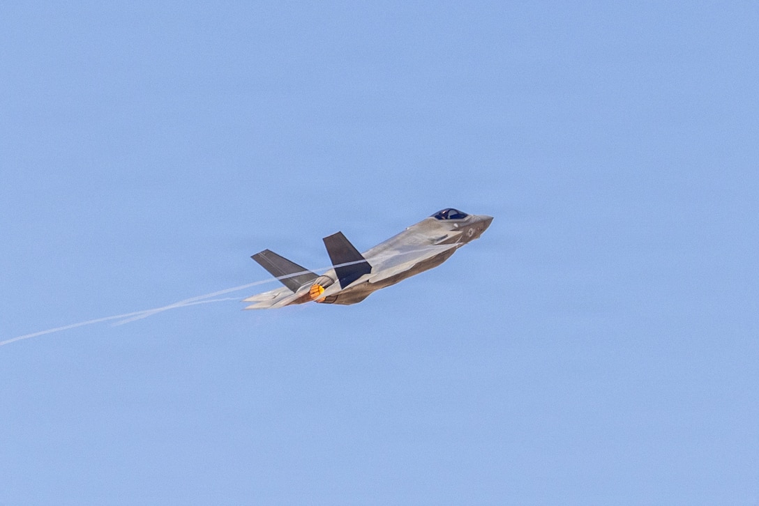 A U.S. Marine Corps F-35C Lightning II assigned to Marine Fighter Attack Squadron (VMFA) 311, Marine Aircraft Group 11, 3rd Marine Aircraft Wing, operates in the U.S. Central Command area of responsibility, April 23, 2026. (U.S. Marine Corps photo)