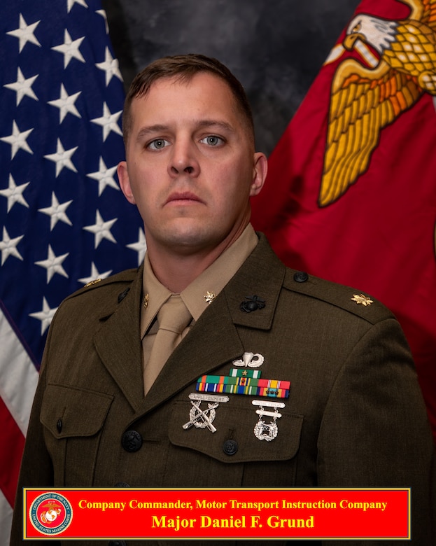 Command Photo, Maj Daniel F. Grund, MARDET FLW Motor Transport Instruction Company Commander