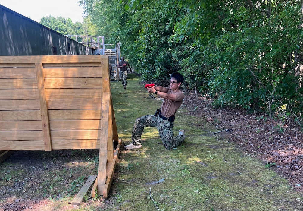 Master-at-Arms 3rd Class Thuan Nguyen, security clerk assigned to Navy Medicine Readiness and Training Command (NMRTC) Twentynine Palms, participates in Combat Skills Training (CST) in Suffolk, Virginia, June 11, 2026. The weeklong course prepares Expeditionary Medicine Sailors to operate in austere, high-threat environments by strengthening tactical skills, marksmanship and expeditionary readiness. (Courtesy photo).