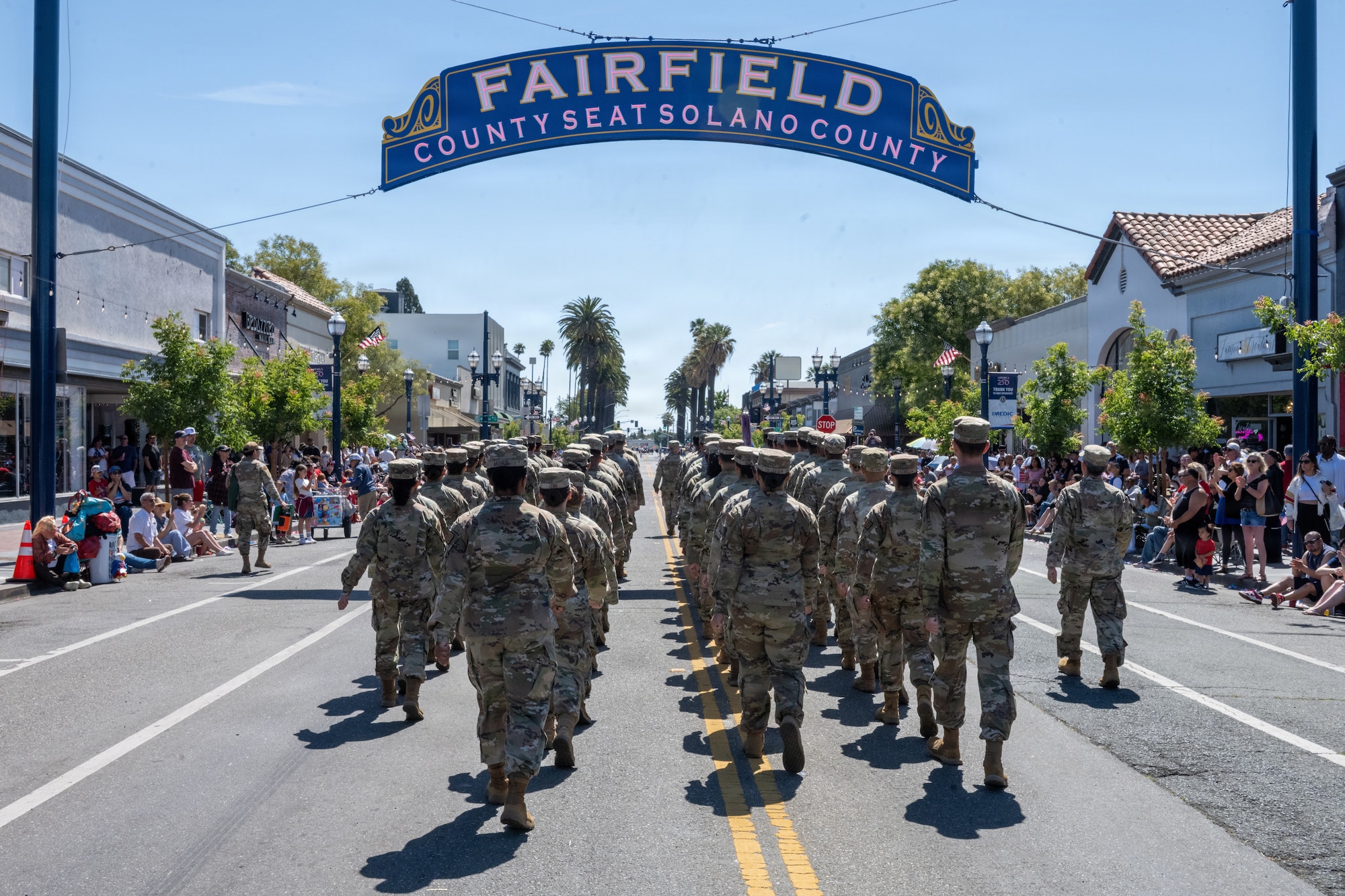 Airmen march under restored archway