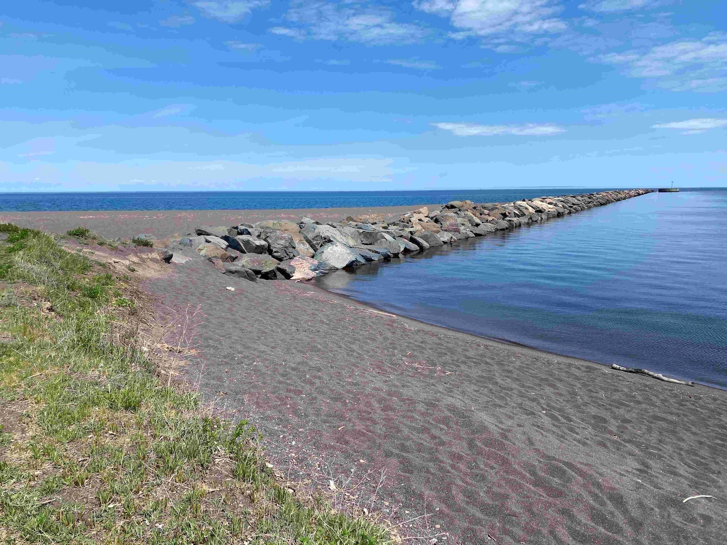 The Keweenaw Waterway Upper Entrance breakwater is pictured in this pre-construction image taken on June 3, 2026.