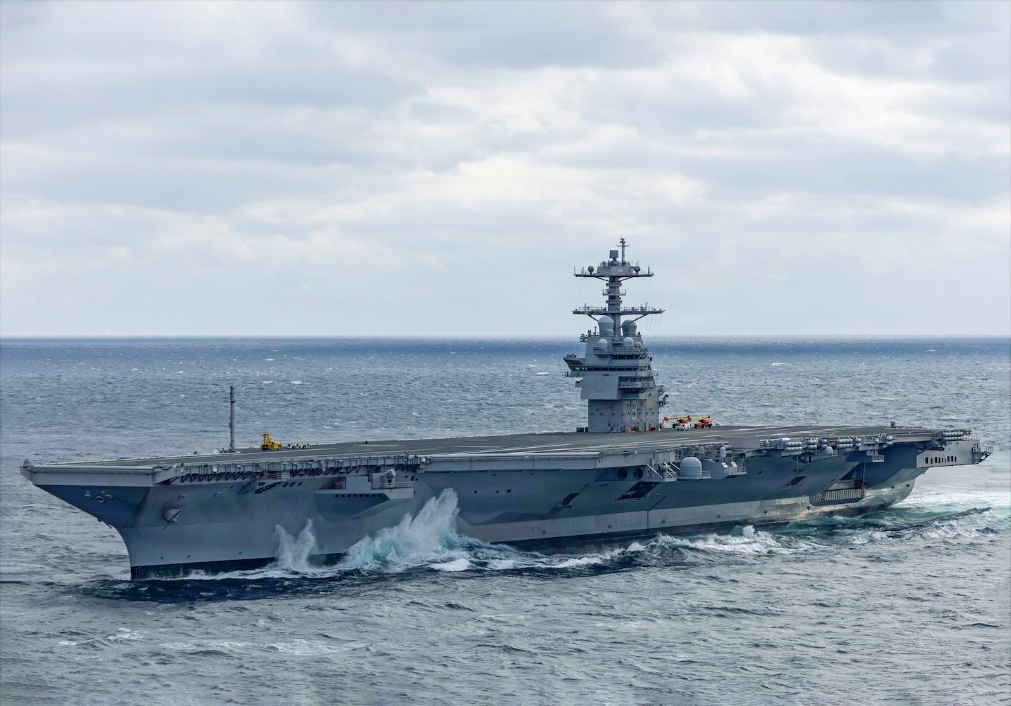 Pre-Commissioning Unit John F. Kennedy (CVN 79) transits the Atlantic Ocean during Builder's Sea Trials, Jan. 28, 2026. Builder’s Trials provide an opportunity to test ship systems and components at sea for the first time, and make required adjustments prior to additional underway testing.