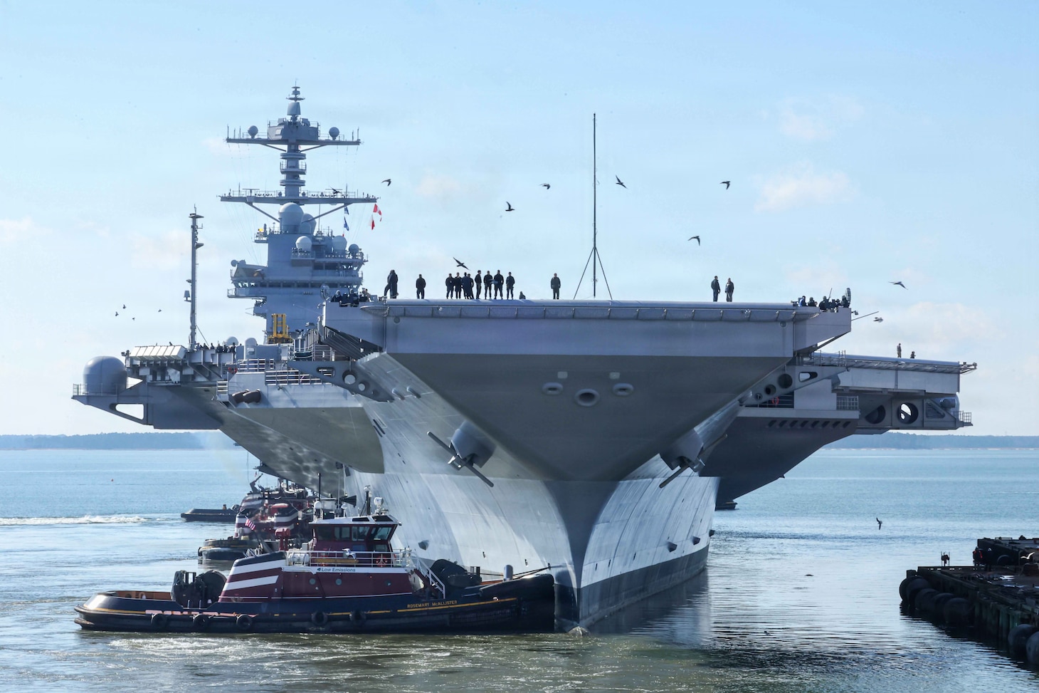 Pre-Commissioning Unit John F. Kennedy (CVN 79) departs HII’s Newport News Shipbuilding for Builder’s Trials, Jan. 28, 2026. Builder’s Trials provide an opportunity to test ship systems and components at sea for the first time, and make required adjustments prior to additional underway testing.