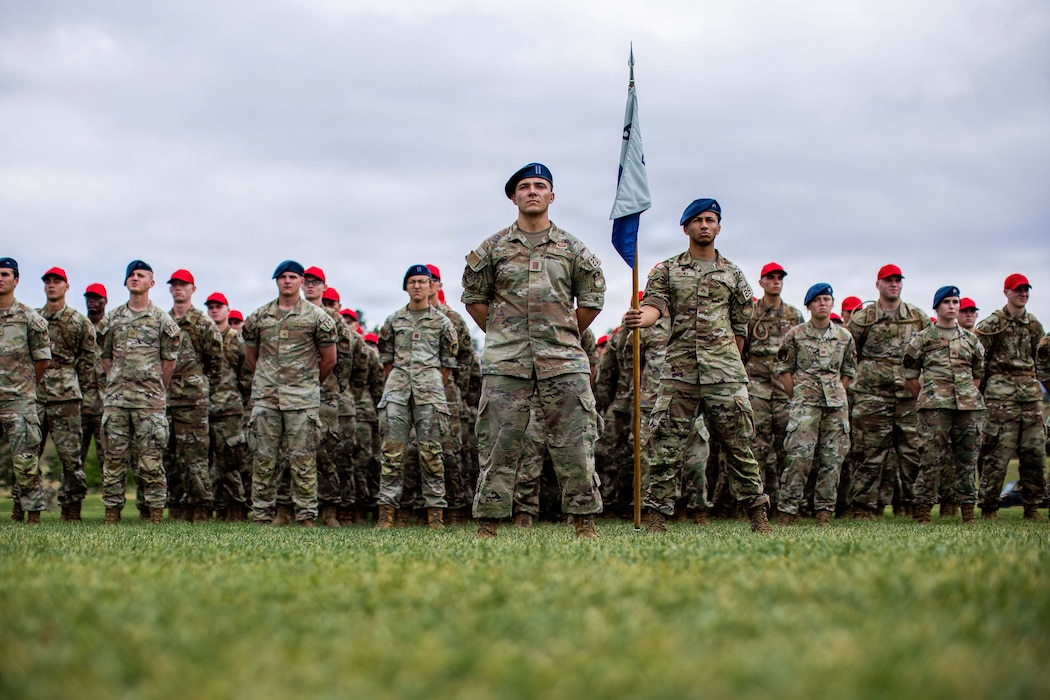 Basic cadets from the U.S. Air Force Academy Class of 2030 and cadet cadre participate in the annual swearing-in ceremony at Stillman Field at the U.S. Air Force Academy in Colorado Springs, Colo., June 25, 2026. The ceremony marks the beginning of basic cadet training and their path toward commissioning as Air Force and Space Force officers. (U.S. Air Force photo by Trevor Cokley)