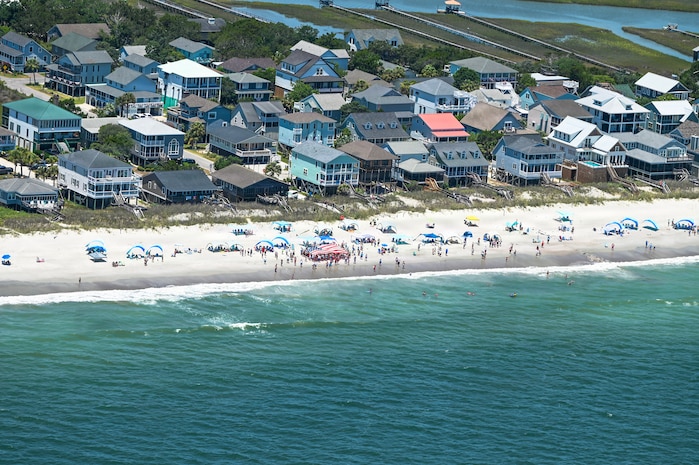 Aerial photos of the beachgoers along the South Carolina beachline