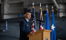 Col. Alfaro speaks at a podium