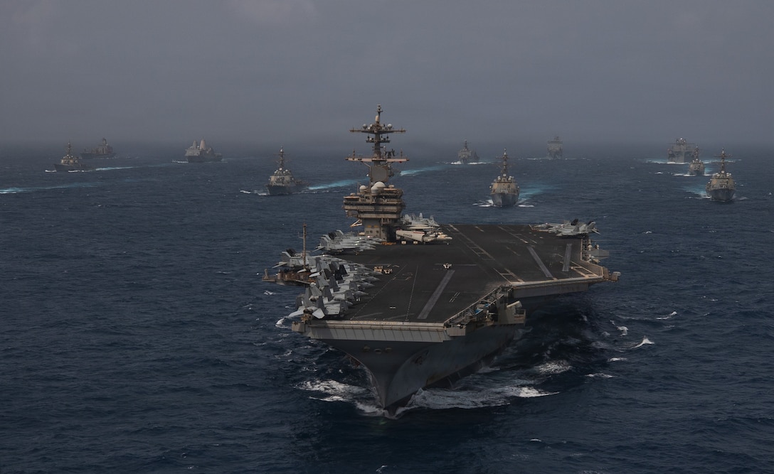 U.S. Navy warships transit the Arabian Sea in close formation as CENTCOM forces continue to promote regional security and stability, June 30, 2026. (U.S. Navy photo)