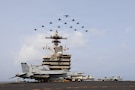 U.S. Navy aircraft and warships transit the Arabian Sea in close formation as CENTCOM forces continue to promote regional security and stability, June 30, 2026. (U.S. Navy photo)