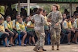A student from Ratu Sir Lala Sukuna Memorial School celebrates during a performance by the 25th Infantry Division Band, Suva, Fiji, July 3, 2026.