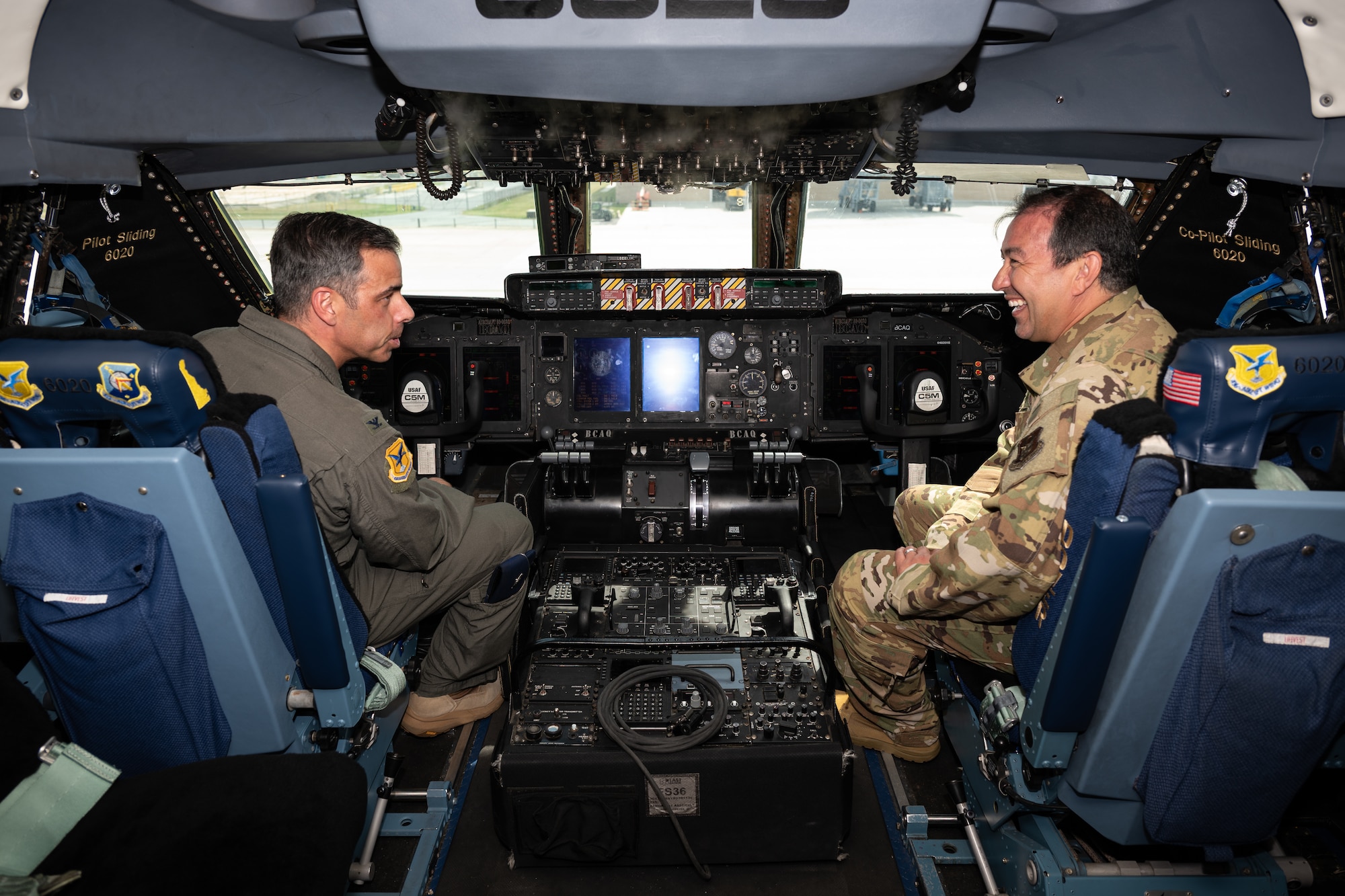 Photos show the Dover Air Force Base C-5M Galaxy Flight Deck Refurbishment project at Dover Air Force Base, Delaware, May 20-July 6, 2026. The project restored worn interior areas of a C-5M Super Galaxy, including the flight deck, crew seating, crew tables and ceiling panels, during the aircraft’s scheduled Major Isochronal Inspection without adding maintenance downtime. Tail 6020 was the first aircraft completed under Dover’s C-5M refurbishment pilot effort, which aims to return cleaner, more functional aircraft spaces to the flight line. (U.S. Air Force photos by Senior Airman Keira Rossman)