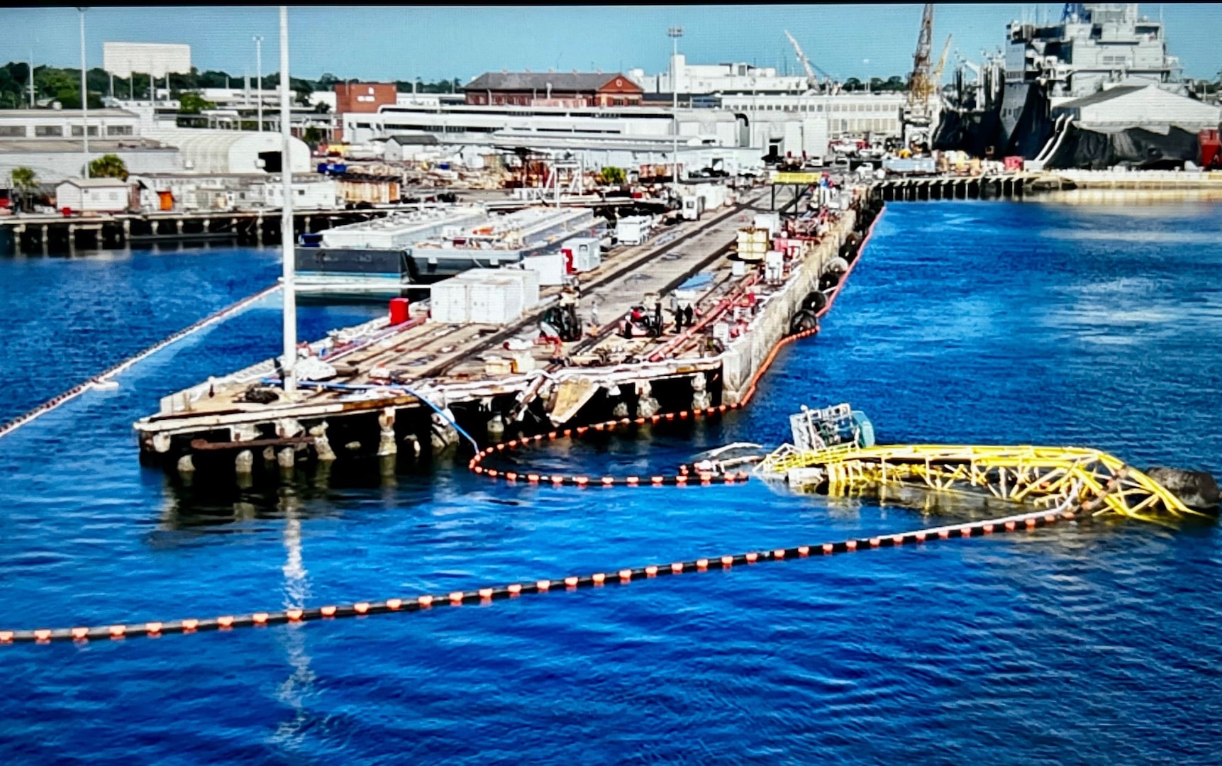 Coast Guard Sector Charleston personnel respond to a submerged crane which fell into the Cooper River in Charleston, South Carolina, July 11, 2026.