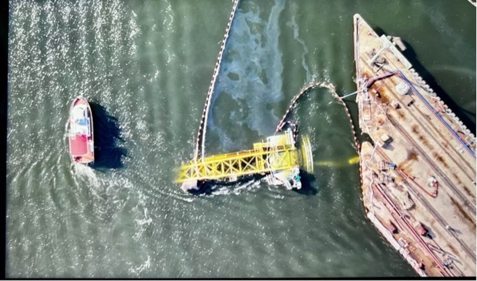 Coast Guard Sector Charleston personnel respond to a submerged crane which fell into the Cooper River in Charleston, South Carolina, July 11, 2026.