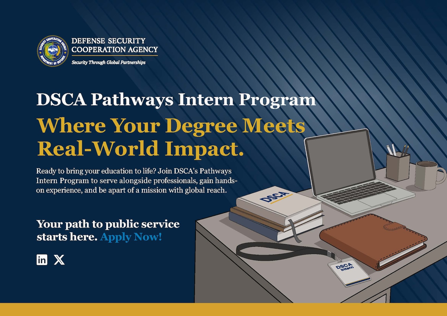 Graphic illustration of the DSCA announcement of it's Pathways Intern Program