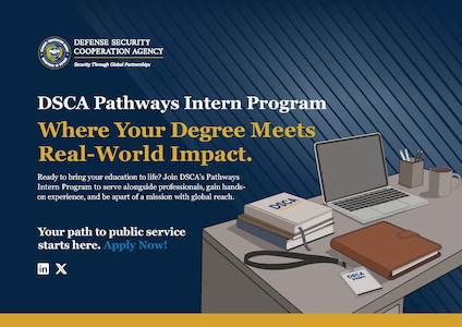 Graphic illustration of the DSCA announcement of it's Pathways Intern Program