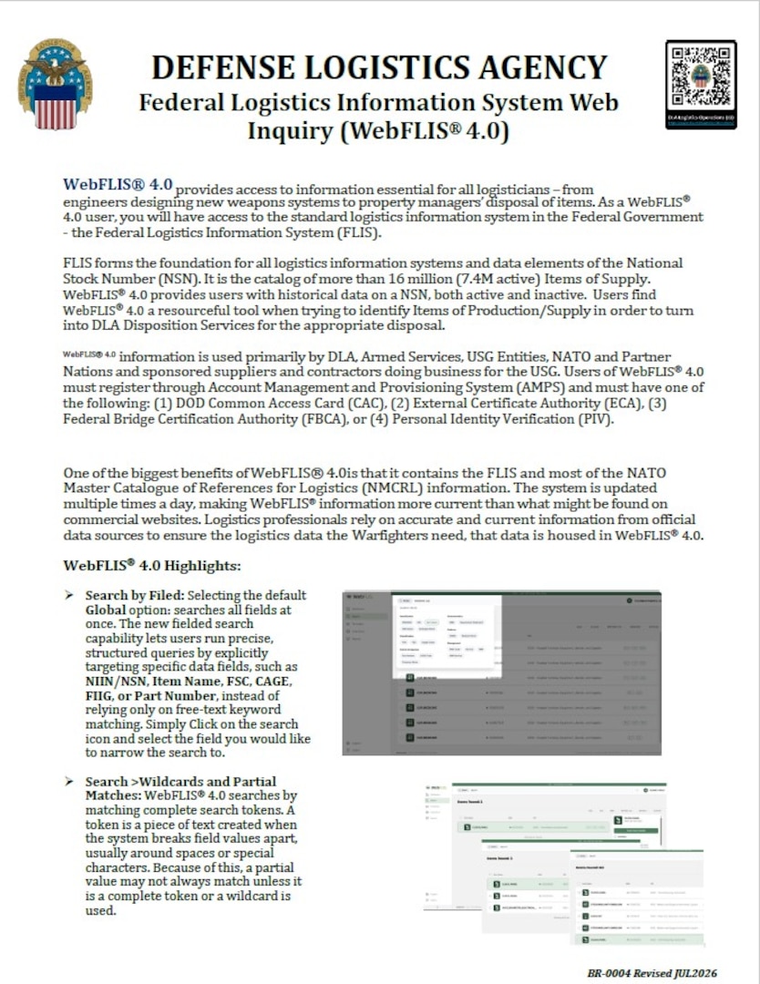 J3 Federal Logistics Information System Web Inquiry (WebFLIS 4.0) thumbnail