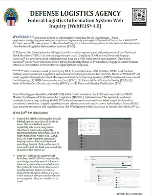 J3 Federal Logistics Information System Web Inquiry (WebFLIS 4.0) thumbnail