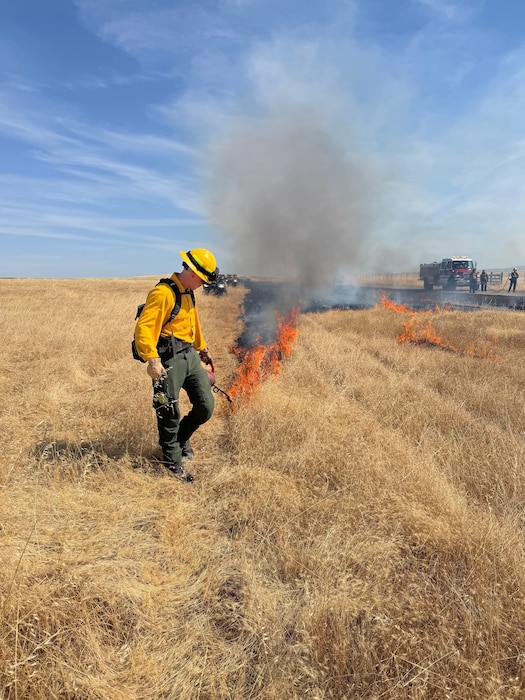 U.S. Air Force 9th Civil Engineering Squadron and Beale’s Wildland Fire Support Module perform a prescribed burn at Beale Air Force Base, California, June 17, 2026.These professionals manage prescribed fires, wildfire suppression, incident management and heavy equipment operations. (Courtesy photo)