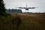 A U.S. Air Force C-130 sourced by the Washington National Guard lands on Angaur Airstrip, Palau, June 25, 2026 as part of exercise Alupang ACE.