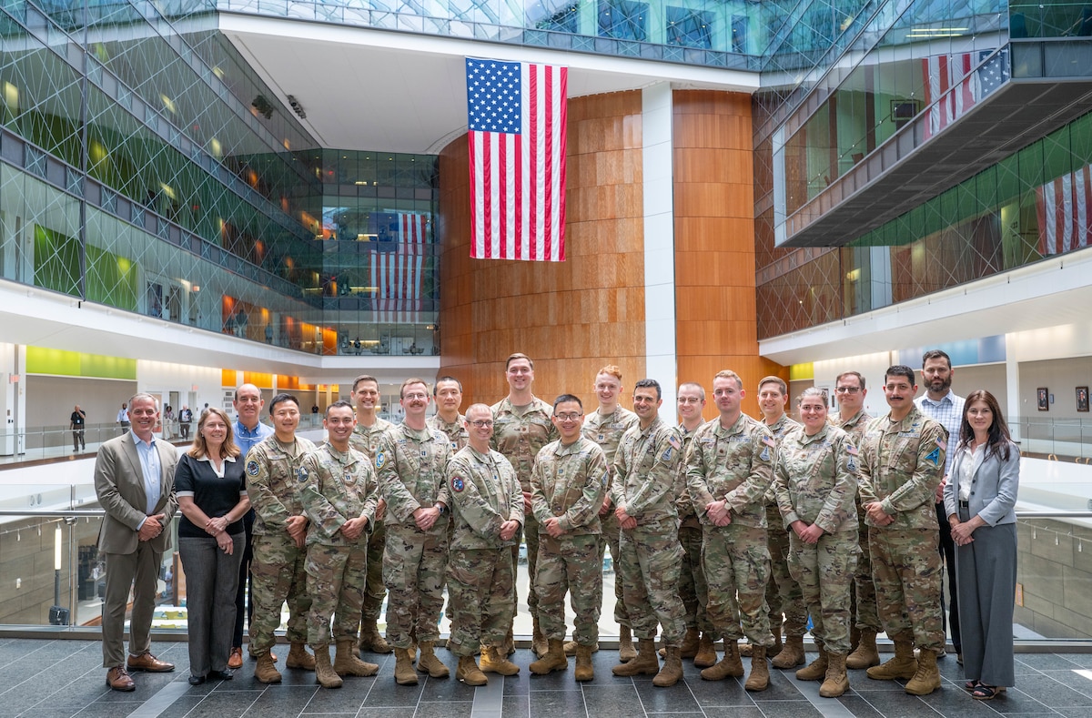 A group of Space Force members pose for a photo.