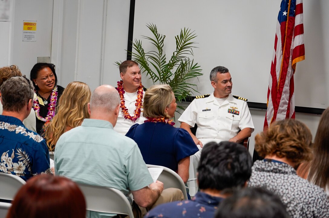 Lt. Cmdr. Michael Johnson relieved Cmdr. Nathan Battle as NUWC Division, Keyport Detachment Pacific’s new officer in charge during a Change of Charge ceremony at the Navy Lodge on Ford Island, July 10. NUWC Division, Keyport Commanding Officer Capt. Brandon Monaghan served as presiding officer speaker.