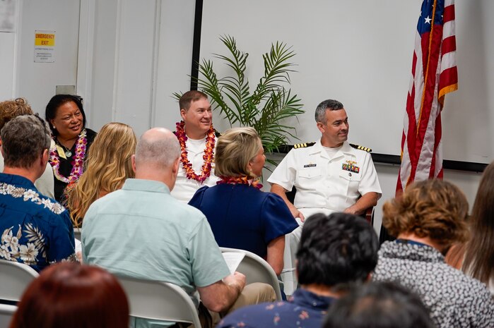 Lt. Cmdr. Michael Johnson relieved Cmdr. Nathan Battle as NUWC Division, Keyport Detachment Pacific’s new officer in charge during a Change of Charge ceremony at the Navy Lodge on Ford Island, July 10. NUWC Division, Keyport Commanding Officer Capt. Brandon Monaghan served as presiding officer speaker.