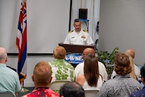 Lt. Cmdr. Michael Johnson relieved Cmdr. Nathan Battle as NUWC Division, Keyport Detachment Pacific’s new officer in charge during a Change of Charge ceremony at the Navy Lodge on Ford Island, July 10. NUWC Division, Keyport Commanding Officer Capt. Brandon Monaghan served as presiding officer speaker.