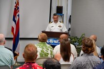 Lt. Cmdr. Michael Johnson relieved Cmdr. Nathan Battle as NUWC Division, Keyport Detachment Pacific’s new officer in charge during a Change of Charge ceremony at the Navy Lodge on Ford Island, July 10. NUWC Division, Keyport Commanding Officer Capt. Brandon Monaghan served as presiding officer speaker.