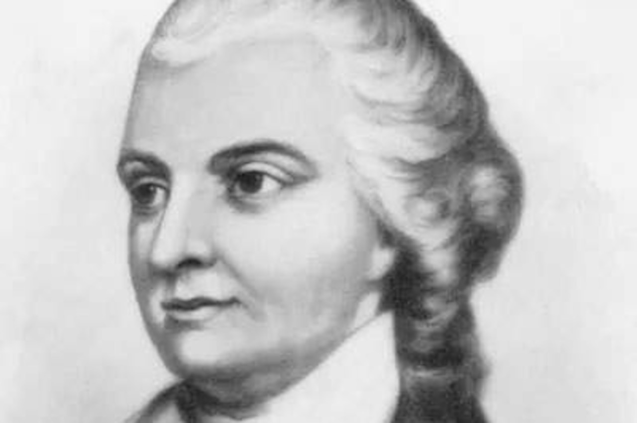 An illustration of a man in wearing a colonial suit.