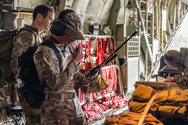 U.S. service members board a C-130J Super Hercules at Ngeaur Island, Palau, June 25, 2026, in support of VALIANT SHIELD 2026. Exercises like VALIANT SHIELD allow Pacific Command Joint Forces the opportunity to integrate forces from all branches of service and with our allies to conduct precise, lethal and overwhelming multi-axis, multi-domain effects that demonstrate the strength and versatility of the joint force and our commitment to a free and open Indo-Pacific. (U.S. Air Force photo by Airman 1st Class Caleb Schellenberg)