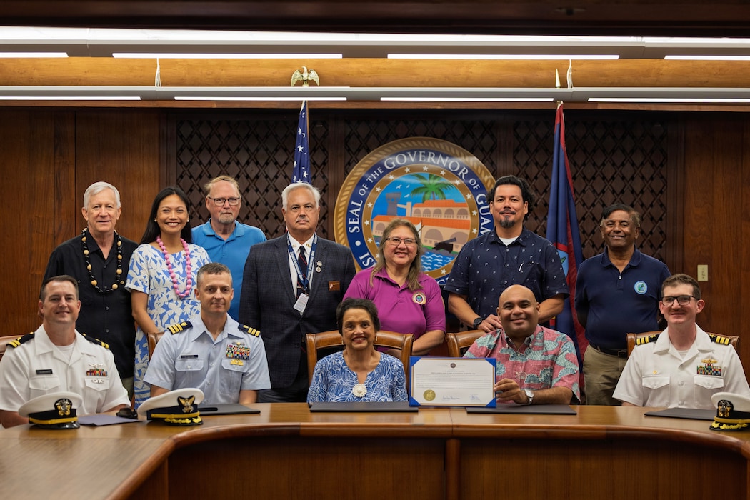 he Governor of Guam Lourdes Alfague "Lou" Leon Guerrero, center, meets with members of the U.S. military community and stakeholders after signing a proclamation, May 22, 2026, in the Governor’s office, at Hagatna, Guam, proclaiming the day as National Maritime Day. National Maritime Day is celebrated each year to recognize one of our country’s most important industries, and honor the sacrifices of past and present U.S. merchant mariners. (U.S. Navy photo by Grady T. Fontana)