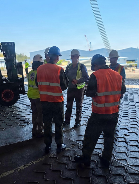 A team from Military Sealift Command Far East, discuss port operations with stakeholders aboard Maritime Administration ship MV Cape Horn (T-AKR 5068) at Subic Bay, Philippines, during exercise Balikatan 2026, April 9. (Courtesy photo)