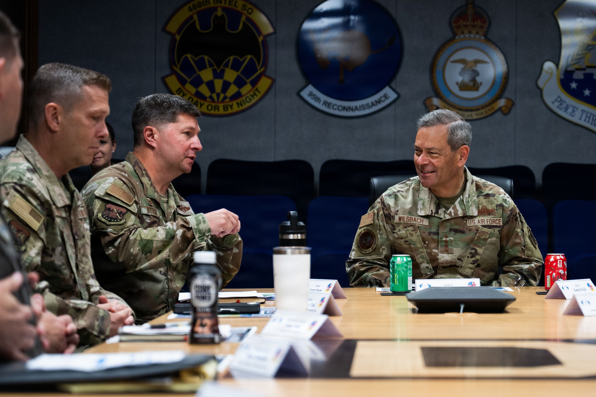 Air Force Chief of Staff Gen. Ken Wilsbach receives a mission brief from 100th Air Refueling Wing leadership during an office call at RAF Mildenhall, England, July 13, 2026.