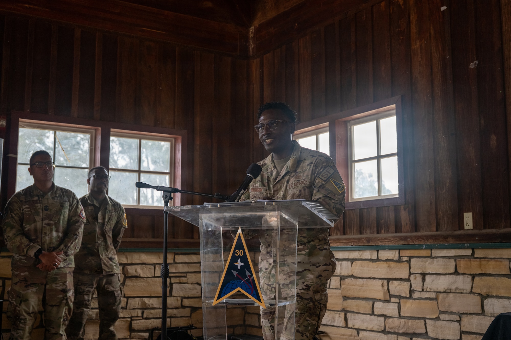 A man gives his remarks.