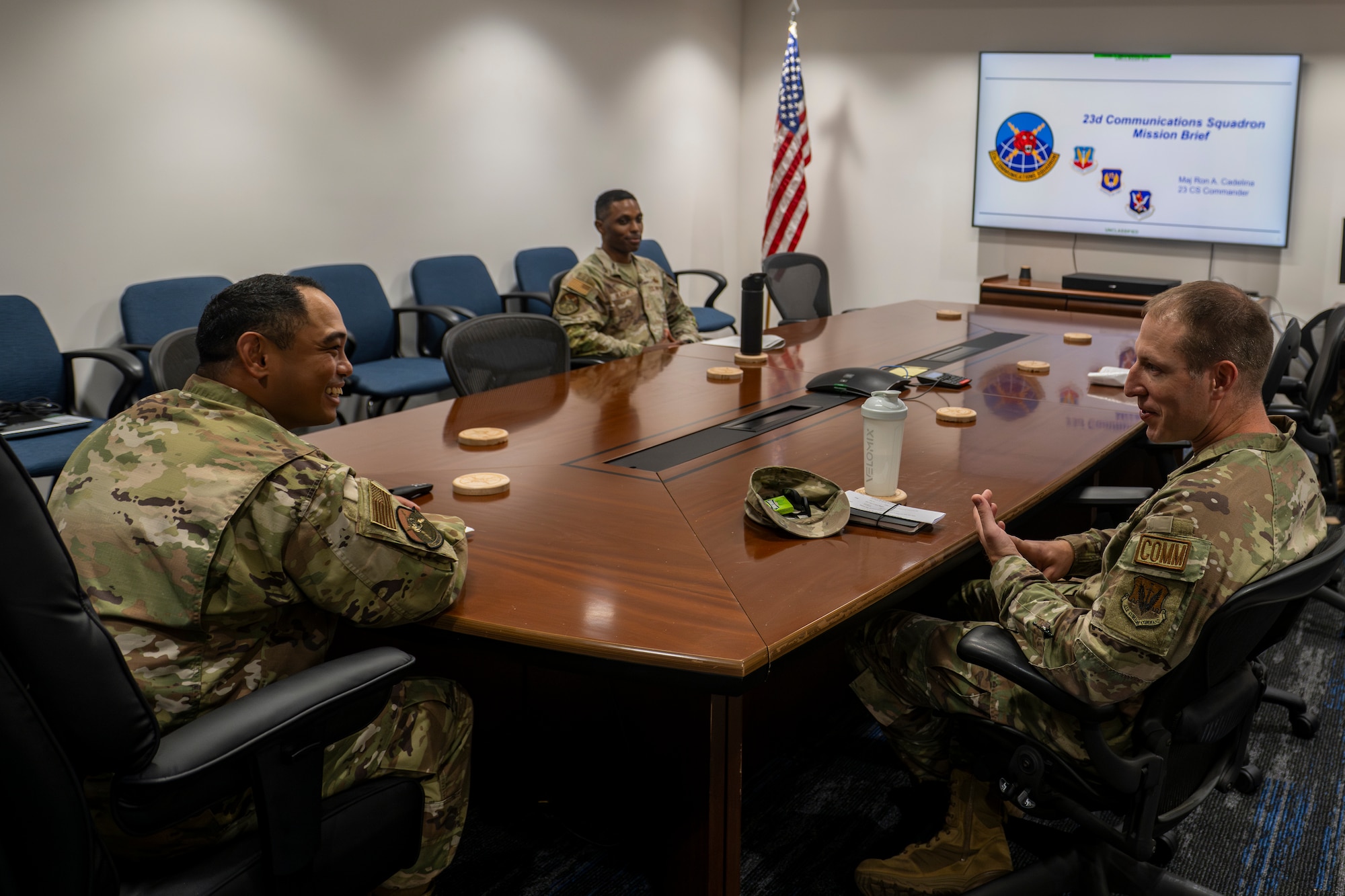 Two people talking in meeting