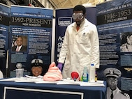 U.S. Naval Research Laboratory (NRL) Research Chemist Darryl Boyd, Ph.D., performs simple science experiments to encourage interest in Science, Technology, Engineering, and Math (STEM) at Hillside Elementary School, Georgia, Feb. 27, 2017. (U.S. Navy photo)