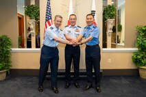 Chairman of the Joint Chief of Staff Gen. Dan Caine, Chief of Staff of the Japan Joint Staff Gen. Uchikura Hiroaki and Republic of Korea Chairman of Joint Chiefs of Staff Gen. Jin Yong-Sung pose for a photo prior to a trilateral meeting at the Pentagon, July 15, 2026. (DoW photo by Chief Mass Communication Specialist James Mullen)