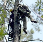Fort Pickett Fire and Emergency Services personnel, as well as personnel from several other garrison directorates and state and local partner agencies combine forces to execute complex, high-risk rescue operations after several paratroopers became stuck in trees July 10, 2026, at Fort Pickett, Virginia.