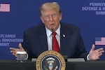 President Donald J. Trump speaks during the 2026 Pennsylvania Defense and Innovation Summit at the U.S. Army War College in Carlisle, Pa., July 15, 2016. Both the president and Secretary of War Pete Hegseth spoke at the event.