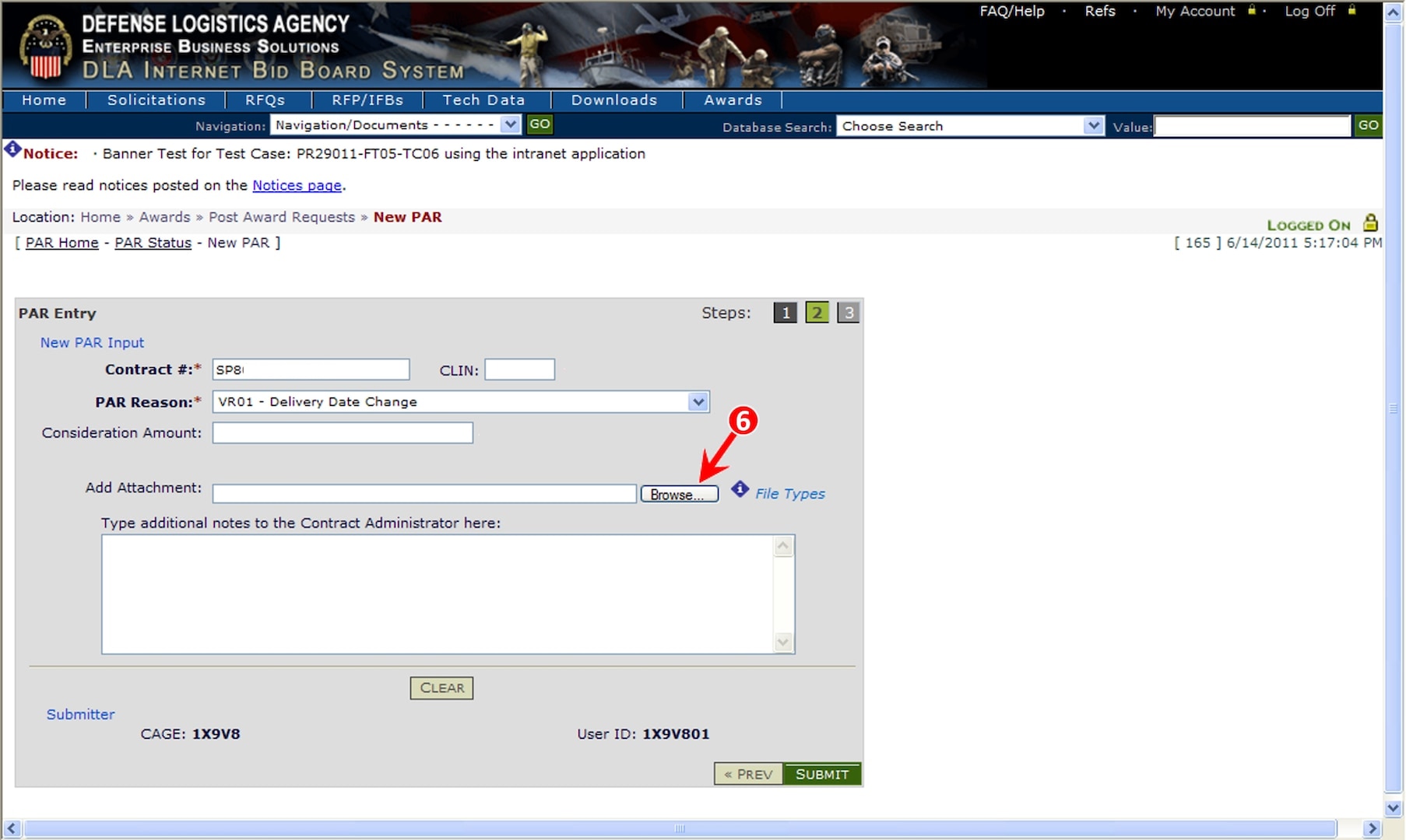 Graphic demonstrates the use of the browse button when filling in PAR entry fields to upload applicable attachments.