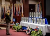 U.S. Army Aviation and Missile Command Chaplain Lt. Col. Geun Lee pauses in reflection during the AMCOM Memorial Service July 14, 2026, in the Bob Jones Auditorium on Redstone Arsenal, Alabama. The ceremony provided family members, friends and coworkers an opportunity to honor and remember 15 members of the AMCOM team who passed away during the past year.