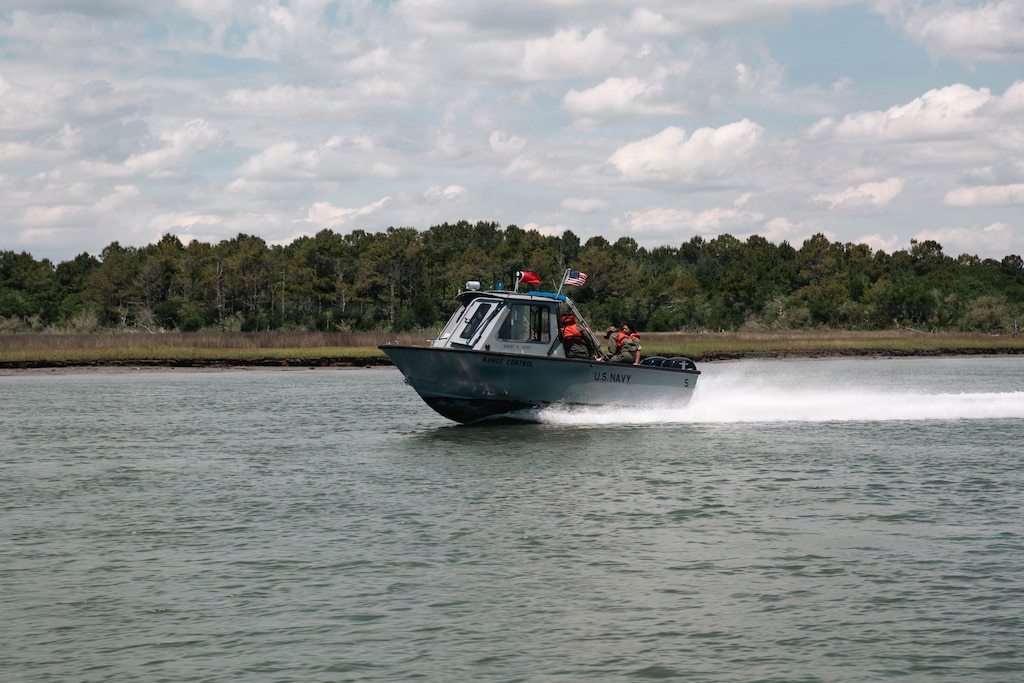 U.S. Navy Sailors with range control patrol Browns Island and the surrounding waters on Marine Corps Base Camp Lejeune, North Carolina, May 14, 2026.
