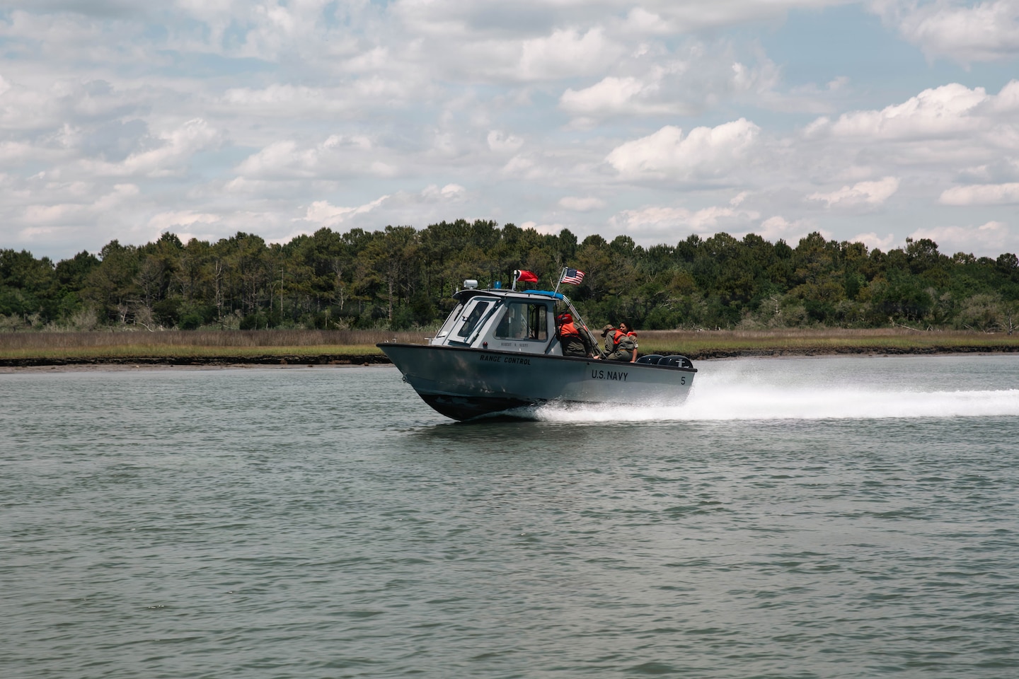 U.S. Navy Sailors with range control patrol Browns Island and the surrounding waters on Marine Corps Base Camp Lejeune, North Carolina, May 14, 2026.
