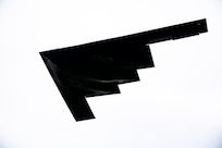 A B-2 Spirit assigned to the 509th Bomb Wing flies overhead at RAF Fairford, England, Aug. 25, 2021. The B-2 flyover was part of a Bomber Task Force mission in which aircraft conduct theater and flight training across Europe and Africa. The BTF missions, which have been occurring since 2018, provide theater familiarization for aircrew members and opportunities for U.S. integration with NATO allies and regional partners. The bomber missions enhance readiness and provide the training necessary to respond to any potential crisis or challenge across the globe. (U.S. Air Force photo by Senior Airman Eugene Oliver)