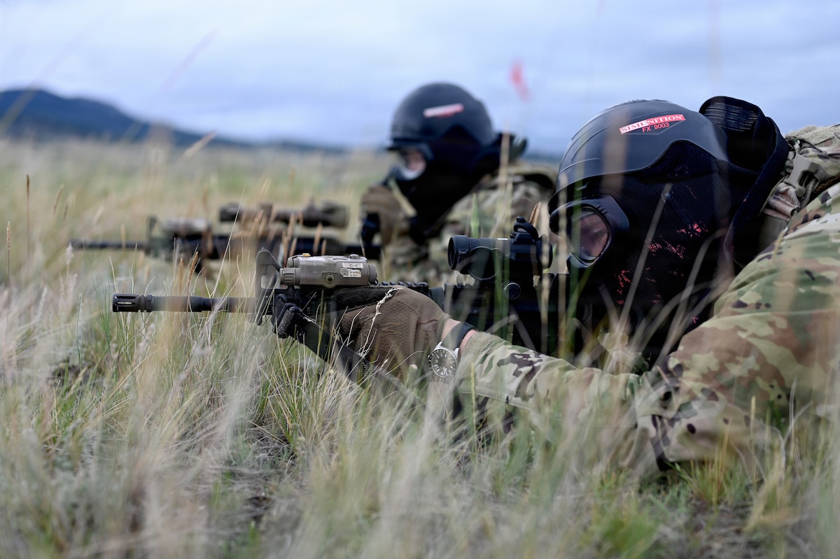 Airmen assigned to the 120th Airlift Wing, Montana Air National Guard, participate in Operation War Hog Breakout during a combat readiness inspection in Great Falls and Helena, Mont., June 28, 2026. The inspection evaluated the wing’s ability to survive, operate and accomplish mission-essential tasks in a simulated deployed environment. (U.S. Air National Guard photo by Tech. Sgt. Nicholas Reid)